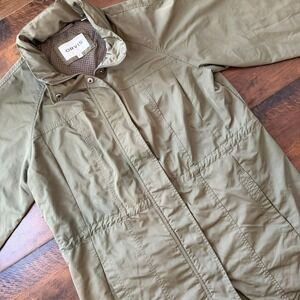 Orvis Rain Coat Womens Large Green Microfiber Mid Length Zip Jacket Outdoor